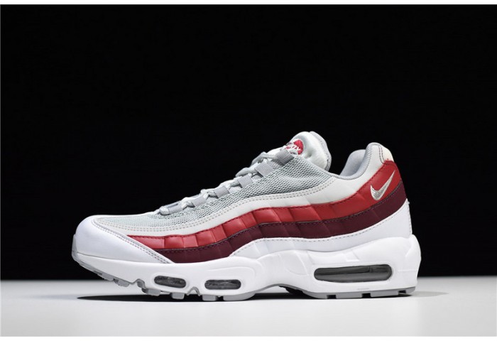 NIKE Air Max 95 Essential Mens White-Grey-Red Running Shoes 749766-103