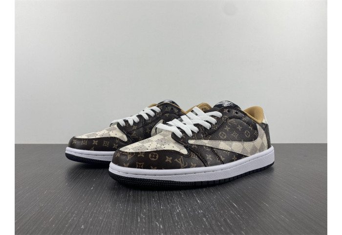 Travis Scott x Nike Air Jordan 1 Low OG LV Monogram Brown Damier DM7866-216