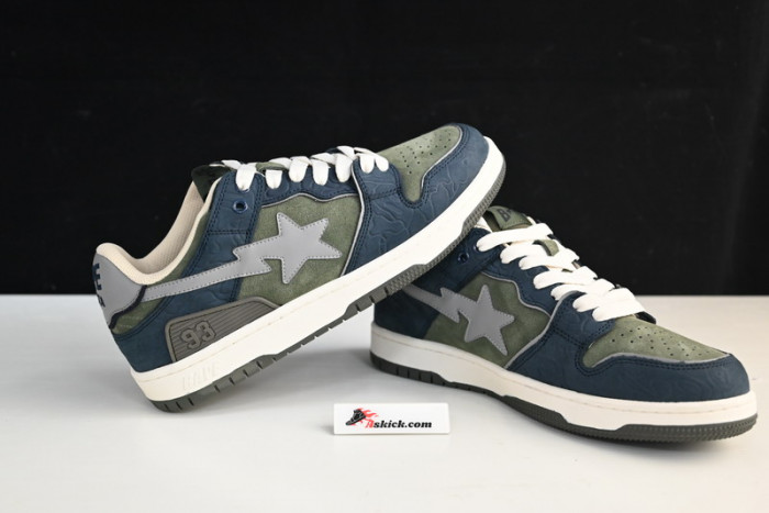 A Bathing Ape Bape SK8 Sta Army Green Dark Blue 1H80-191-019