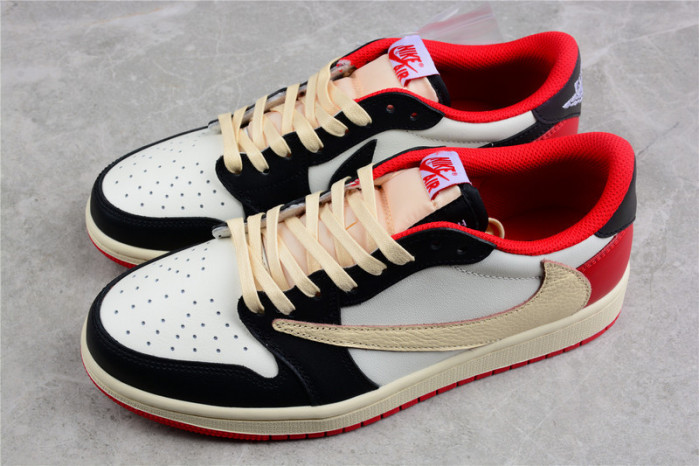 TRAVIS SCOTT X FRAGMENT AIR JORDAN 1 LOW OG SP BLACK/WHITE-GYM RED CQ4278-088